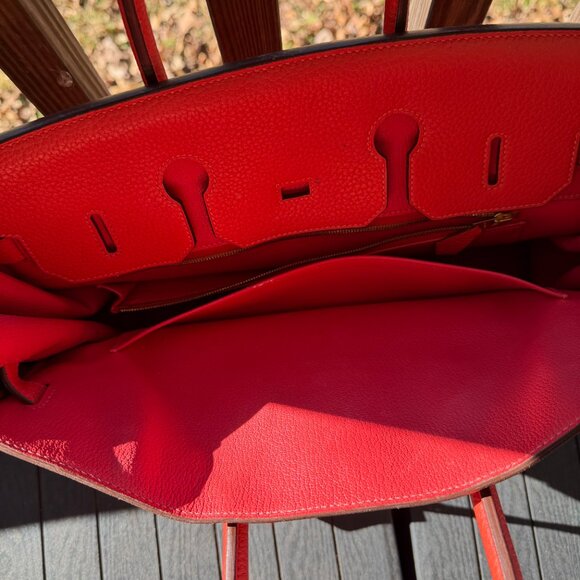 Hermes Birkin 35 Handbag Orange Poppy Togo with Gold Hardware - Picture 8 of 17